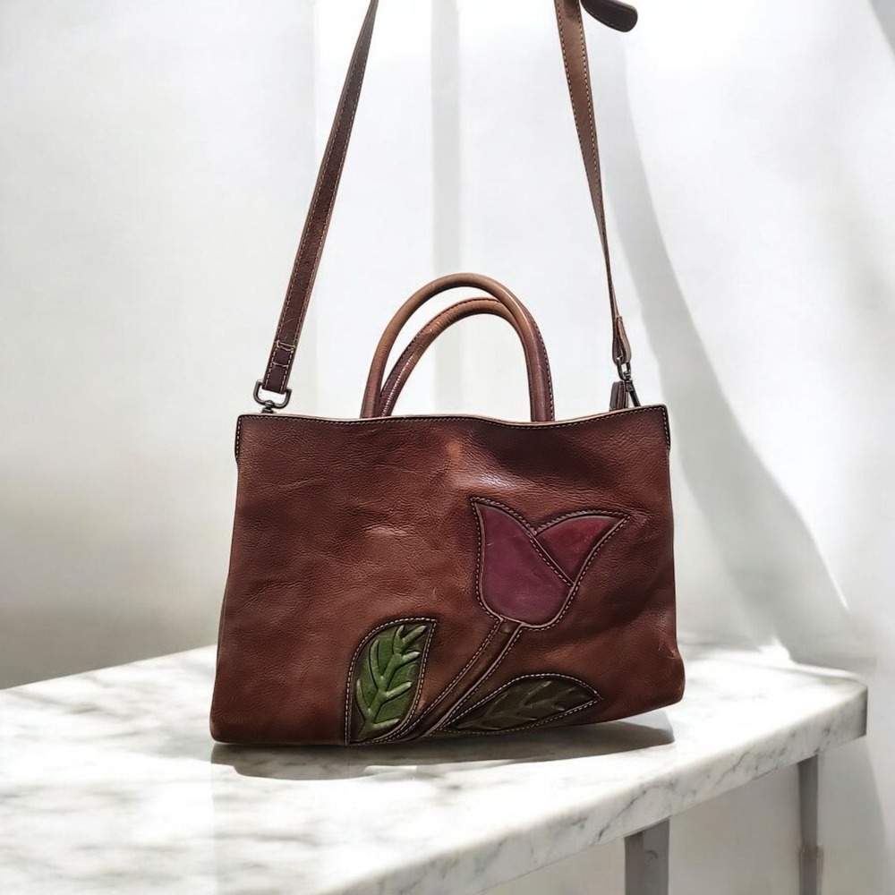 Genuine Leather Vintage Hand-tooled LRTO Purse Handbag Women  Retro Bag